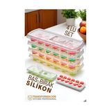 Zenvia Buz Kalıbı - Bas-Bırak Kapaklı Silikon Buz Kalıbı 4 Lü Set 721815 - Renkli