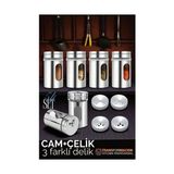Zenvia Cam+Çelik Tuzluk Biberlik Karabiberlik 3 Farklı Delikli 5 Li Set 721945 - Renkli