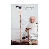 Zenvia El Işçiliği Ahşap Baston - 93 cm Özel Işlemeli, Ergonomik Derbi Başlıklı Şık ve Dayanı