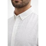 Zenvia Erkek Keten Kumaş Oversize Uzun Kollu Rahat Kalıp Gömlek - Beyaz - Renkli - Standart