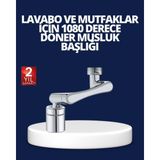 Zenvia Esnek 1080° Musluk Başlığı 3 Eklemli Hareketli Su Modlu Lavabo Aparatı ZNV-HBY3245