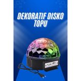 Zenvia Küre Disko Topu Müzik Çalar Renkli Lazer Işıklı Bluetooth Disko Parti Işığı Kumandalı Znv - 1 m - 00 Beyaz