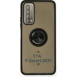 Zenvia Mey Ithalat® Huawei P Smart 2021 Kılıf Montreal Yüzüklü Silikon Kapak - Siyah