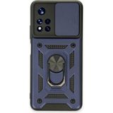 Zenvia Mey Ithalat® Poco M4 Pro 5g Kılıf Pars Lens Yüzüklü Silikon - Lacivert