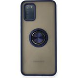 Zenvia Mey Ithalat® Samsung Galaxy A02S Kılıf Montreal Yüzüklü Silikon Kapak - Lacivert
