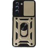 Zenvia Mey Ithalat® Samsung Galaxy S21 Fe Kılıf Pars Lens Yüzüklü Silikon - Gold - Renkli