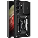 Zenvia Mey Ithalat® Samsung Galaxy S23 Ultra Kılıf Pars Lens Yüzüklü Silikon - Siyah