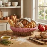 Zenvia Oval Renkli Bezli Ip Hasır Ekmek Sepeti ZNV-TTT3245