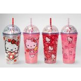 Zenvia Sevimli Hello Kitty Işıklı Pipetli Boncuklu Suluk & Bardak 400 ml ALK3145 - 00-Siyah