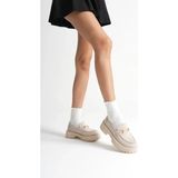 Zenvia Toka Detaylı Bej Süet Günlük Loafer Ayakkabı TR10MS04D - Renkli
