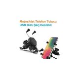Zenvia USB Şarjlı Ayna Bağlantılı Motosiklet Telefon Tutucu Motor Tutacağı - 1