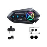 Zenvia Y12 Motor Kask Kulaklık Rgb Modlu Radyolu Motosiklet Kulaklık 5.3 Bluetooth Intercom - Kırmızı