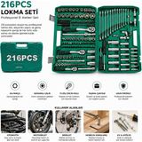 Zenviaa 216PCS Lokma Seti Lokma - Soket - Bits Adaptör - 3AD.CIRCIR Kolu Plastik Çantalı (4887) - Renkli