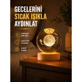 Zenviaa Ahşap Standlı Sarı Işıklı Dekoratif Küre Kız Figürü Tasarım ZNV20245 - Renkli