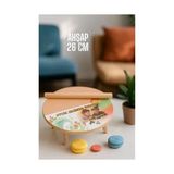 Zenviaa Çocuk 26 cm Ahşap Hamur Açma Masası Mini Oklava Ile Oyun Hamuru TAHTASI714536 Zenviaaf