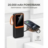 Zenviaa Dahili Çoklu Kablolu 20000 Mah Powerbank Dijital Pil Göstergeli Telefon Şarj Cihazı Zenv - Renkli