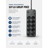 zenvias Mey İthalat® Termal Akım Korumalı USB Type-C Girişli 10'lu Grup Priz 2500W Güç Kapasi