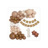 ZENVİVA KRAFT GOLD BANNER 1 YAŞ KAHVE -BEYAZ KONSEPT DOĞUM GÜNÜ SETİ