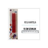 ZENVİVA Pastel Kırmızı Uzun Pasta Mumu 15 cm 10'lu
