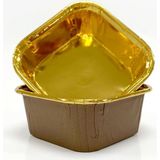 Zenwaya Store 25LI Muffin Kalıbı - Kalıpları, Su Geçirmez ve Yağ Geçirmez Pişirme Kağıtları, Ev Veya Parti Için Alüminyum Folyo Pişirme Kek Kapları -Kare Kahverengi-Altın