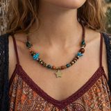 Zenya Boho Otantik Desenli Kadın Kolye – Pirinç & Doğal Taşlı