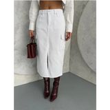 Zeo Basic Kargo Cepli Ön Yırtmaçlı White Etek - Beyaz - 40