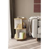 Zeo Wood Design 360° Dekoratif Döner Kitaplık - Beyaz / Safir Meşe- 71x45 - Beyaz - Meşe