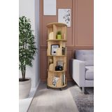 zeo wood design 360° Mdflam Dekoratif Döner Kitaplık - 133x45 Cm - Safir Meşe