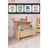 zeo wood design Çocuk Odası Düzenleyici Çok Amaçlı Kutu, Oyuncak Kutusu, Oyuncak Dolabı - Safir Meşe