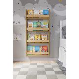 zeo wood design Montessori 4 Raflı Mdf Çocuk Kitaplığı 120*60 Cm - Safir Meşe