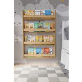 zeo wood design Montessori 4 Raflı Mdf Çocuk Kitaplığı 120*80 cm - Safir Meşe