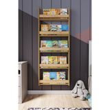 zeo wood design Montessori 5 Raflı Mdf Çocuk Kitaplığı 154*60 Cm Safir Meşe