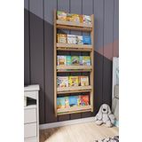 zeo wood design Montessori 5 Raflı Mdf Çocuk Kitaplığı 154*60 Cm Sonoma