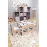 zeo wood design Montessori Çocuk Oyun & Aktivite & Çalışma Masa Ve 2 Sandalye - Sonoma