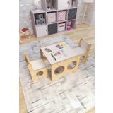 zeo wood design Montessori Çocuk Oyun & Aktivite & Çalışma Masa Ve 2 Sandalye