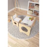 Zeo Wood Design Montessori Çocuk Oyun & Aktivite & Çalışma Masa ve Sandalyesi - Safir Meşe