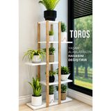 Zeo Wood Design Toros Ahşap 5 Katlı Çiçeklik, Saksılık, Çiçek Standı, Dekoratif Raf / Çok Amaçlı Kullanım