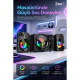 Zeo7 2.1 Bilgisayar Bluetooth Hoparlör LED Işıklı USB TF Kart AUX FM Radyo Destekli Ses Sistemi