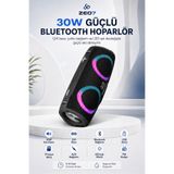 Zeo7 30W Çift Bass Bluetooth Hoparlör, USB/TF Kart/AUX Girişli, LED Işıklı, TWS Destekli, Hi-Fi Ses,