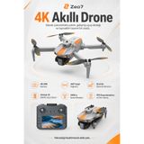 Zeo7 4K UHD Üç Kameralı GPS'li, Otomatik Dönüşlü, Engel Algılamalı ve Fırçasız Motorlu Katlanabilir Profesyonel RC Mini Drone