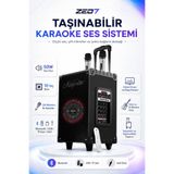 Zeo7 50W 10 İnç Bass Çift Mikrofonlu Şarjlı Karaoke Bluetooth Hoparlör ve Taşınabilir Amfi