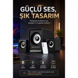 Zeo7 USB 2.1 Bluetooth Hoparlör, 5W+3W*2 Çıkış Gücü, Uzaktan Kumanda ve TF Kart Destekli Kablolu Bilgisayar Hoplarlör 2+1 Ses Sistemi