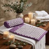 Zepca Sırt ve Boyun Ağrısı Için Dikenli Çivimat Masaj Minderi | Akupunktur Yoga Pilates Mat Yastıklı Set - Mor