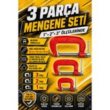 Zephoo 3 Parça C Tipi Sıkma Mengenesi Seti 1 İnç 2 İnç 3 İnç Döküm Gövde Ahşap Metal Mobilya Kaynak ve Tamir İşleri İçin Dayanıklı Mengene Takımı