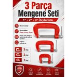 Zephoo 3'lü C Mengene Seti 1-2-3 İnç Döküm Gövde Güçlü Sıkma Mengenesi Ahşap Metal Kaynak Mobilya ve Hobi Çalışmaları İçin Sabitleme Aparatı