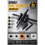 Zephoo 40-200 mm Ayarlanabilir Panç Delme Seti M2 Çelik Cutter Blades Daire Kesici Ahşap Plastik Alüminyum ve Kartonpiyer İçin Delik Açma Aparatı