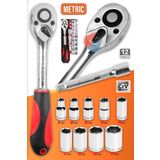 Zephoo 8 mm - 24 mm 12 Parça Cırcırlı Lokma Takımı Seti Standlı Cr-V Çelik Lokma Anahtarı Seti 1/2