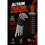 Zephoo 9'lu Alyan Anahtar Seti 2-10 mm Altıgen Allen Anahtar Takımı Dayanıklı Çelik Pratik Taşıma Kutulu Ev Oto Bisiklet Tamir Seti