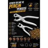 Zephoo Kemer Delme Pense Seti ve Perçin Pensesi 100 Adet Perçin Dahil Deri Kumaş Kemer Çanta Ayakkabı Delme ve Perçinleme Aparatı Profesyonel Tamir ve Hobi Seti