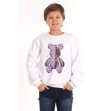 Zepkids Ayıcık Baskılı Beyaz Erkek Çocuk Sweatshirt, 6-7 Yaş